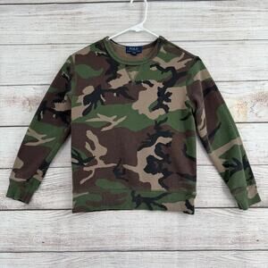 Polo Ralph Lauren Camouflage Crewneck Sweatshirt Youth Boys M 10/12 Green Brown